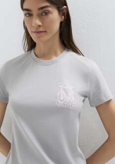 Mavi Bisiklet Baskılı Gri Kadın Tişört 1613860-70075 