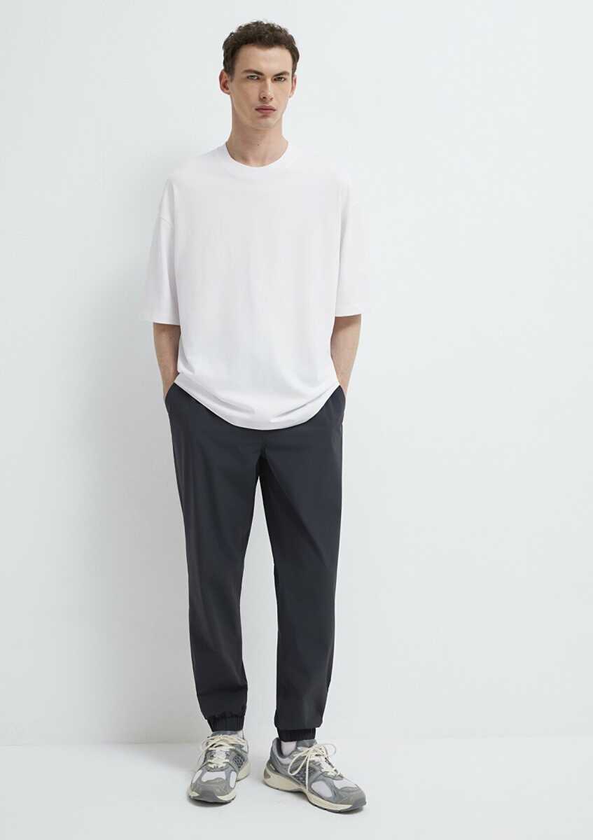 Mavi Bisiklet Yaka Beyaz Basic Oversize Erkek Tişört 0613113-620 (1)