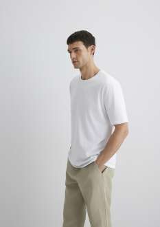 Mavi Bisiklet Yaka Beyaz Erkek Tişört 0611596-620 