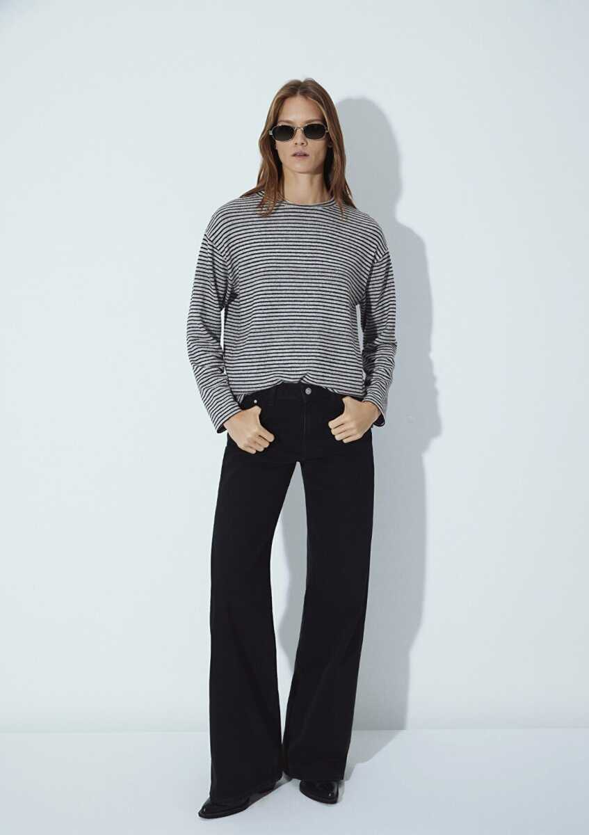 Mavi Bisiklet Yaka Çizgili Regular Fit Kadın Sweat 1613600-85407 - Mavi (1)