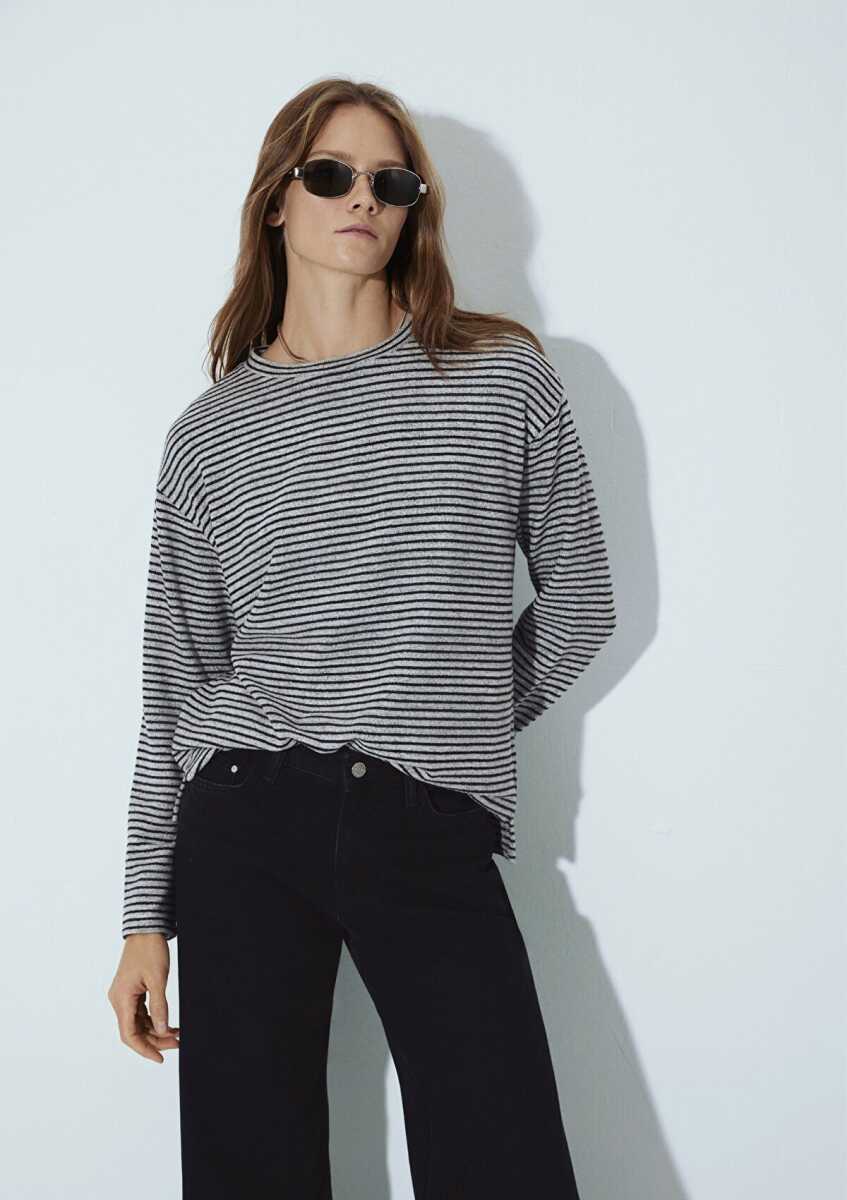Mavi Bisiklet Yaka Çizgili Regular Fit Kadın Sweat 1613600-85407 - 3