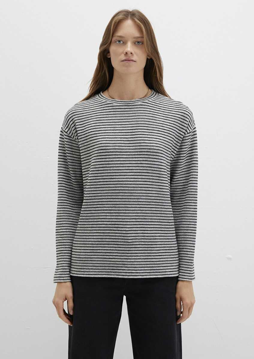 Mavi Bisiklet Yaka Çizgili Regular Fit Kadın Sweat 1613600-85407 - 4