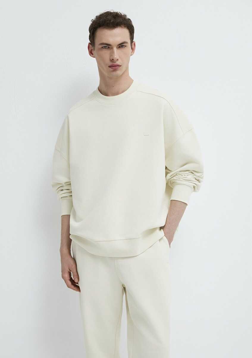 Mavi Bisiklet Yaka Ekru Boxy Fit Erkek Sweatshirt 0S10550-71610
