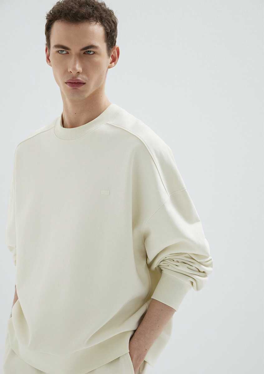 Mavi Bisiklet Yaka Ekru Boxy Fit Erkek Sweatshirt 0S10550-71610 - 3