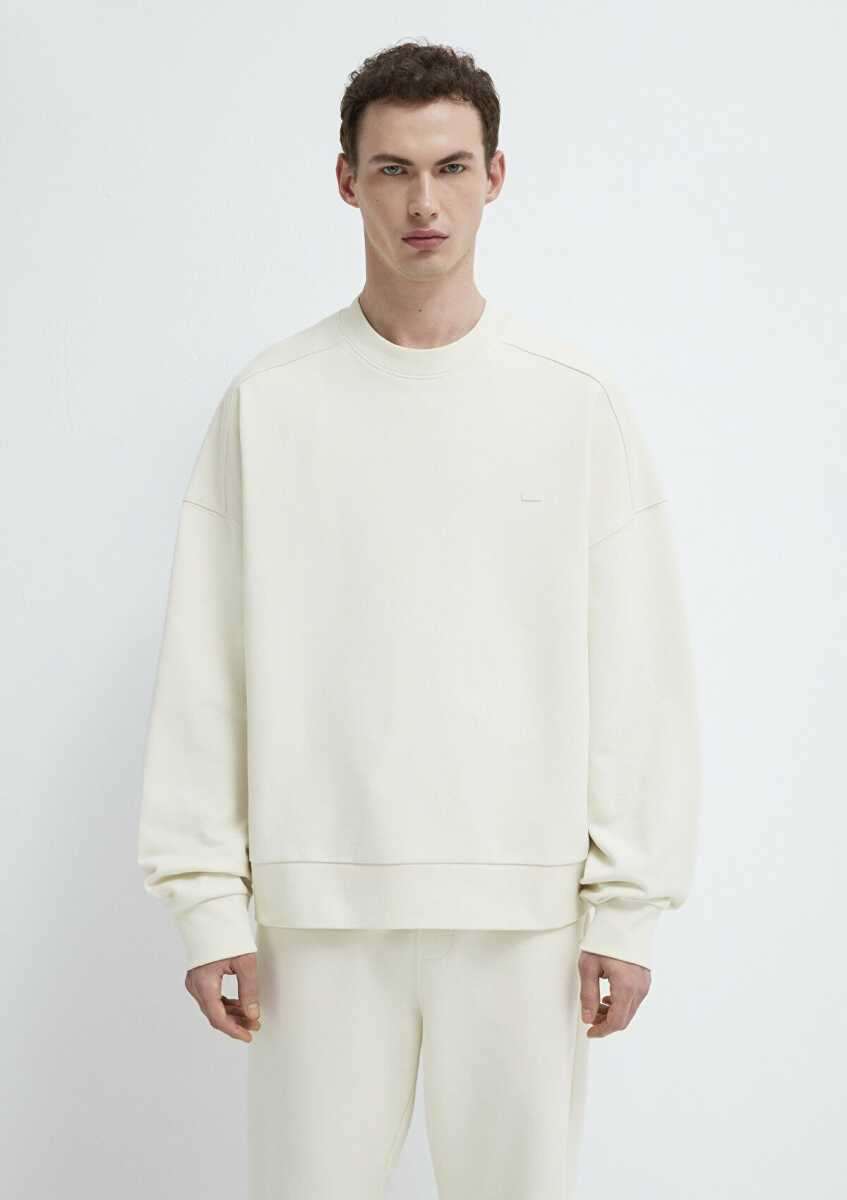 Mavi Bisiklet Yaka Ekru Boxy Fit Erkek Sweatshirt 0S10550-71610 - 4