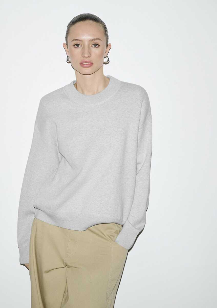 Mavi Bisiklet Yaka Gri Oversize Kadın Kazak 1710883-83096