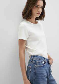 Mavi Bisiklet Yaka İnterlok Beyaz Basic Kadın Tişört 1612707-70057 