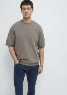 Mavi Bisiklet Yaka Kahverengi Loose Fit Erkek Tişört 0611614-87875