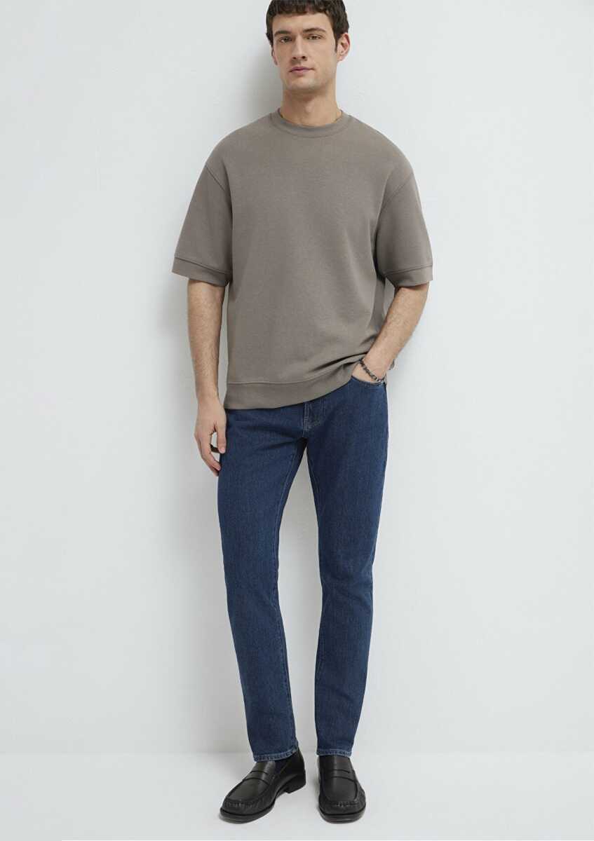 Mavi Bisiklet Yaka Kahverengi Loose Fit Erkek Tişört 0611614-87875 - 2