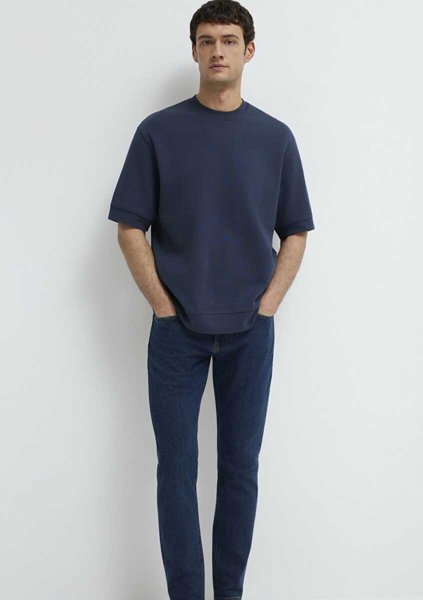 Mavi Bisiklet Yaka Lacivert Loose Fit Erkek Tişört 0611614-70490 (1)