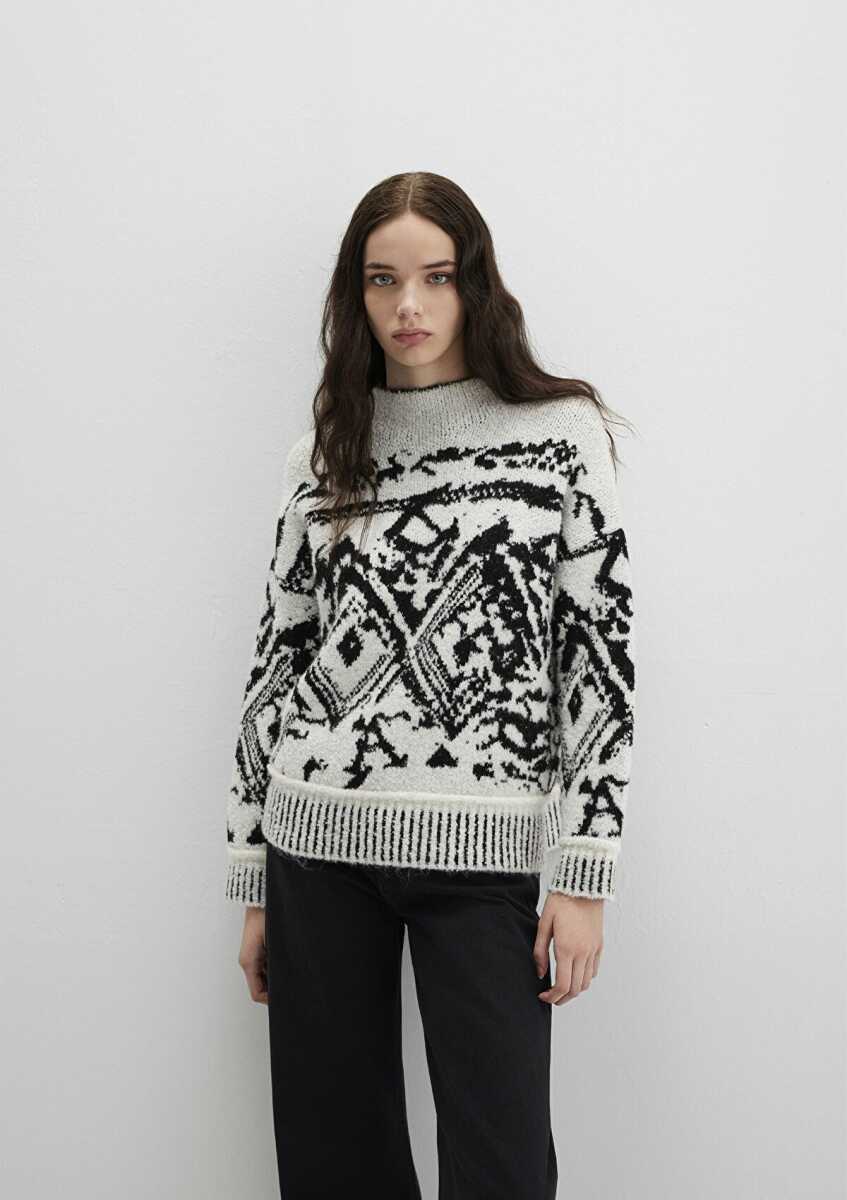 Mavi Bisiklet Yaka Siyah Kadın Kazak 1710805-900 - Mavi (1)