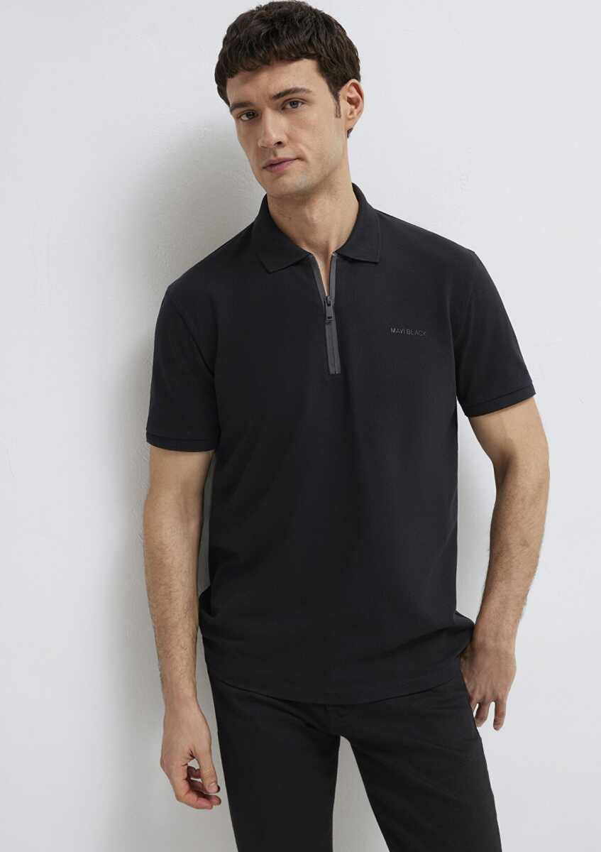 Mavi Black Fermuarlı Siyah Regular Fit Erkek Polo Tişört 0613137-900 - 1