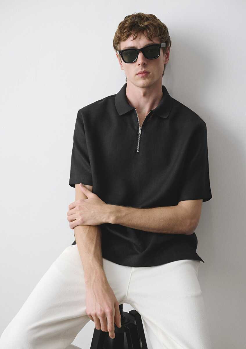 Mavi Black Siyah Loose Fit Erkek Keten Gömlek 0211964-900 (1)