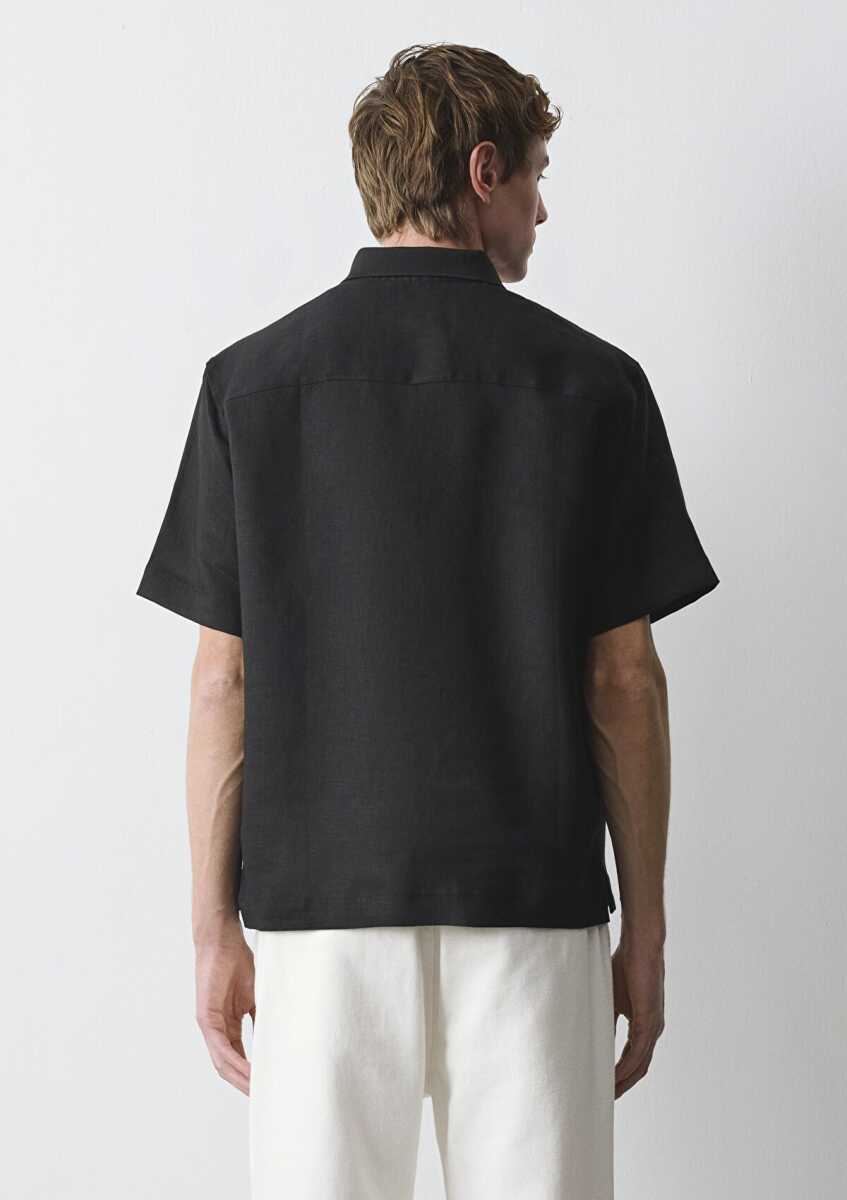 Mavi Black Siyah Loose Fit Erkek Keten Gömlek 0211964-900 - 4