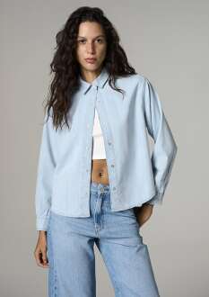 Mavi Carlıa Bleached Classın Denim Kadın Jean Gömlek 1210924-A1586
