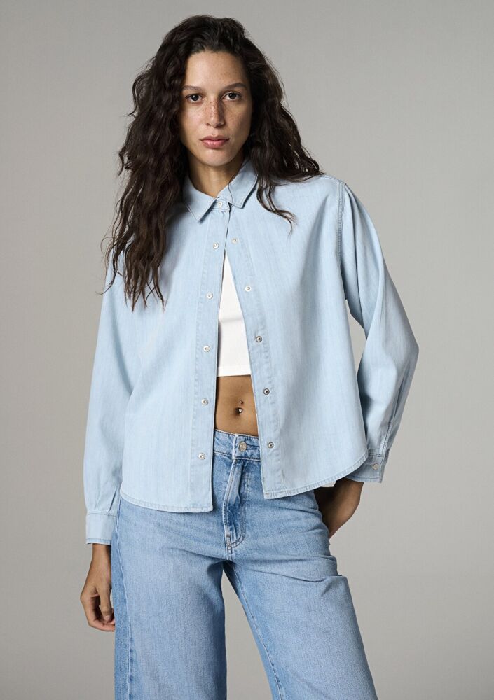 Mavi Carlıa Bleached Classın Denim Kadın Jean Gömlek 1210924-A1586