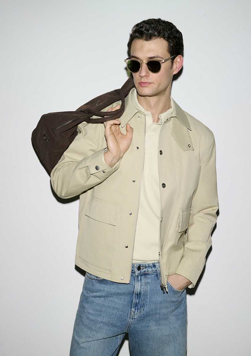 Mavi Cep Detaylı Bej Loose Fit Erkek Ceket 0110777-70186