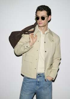 Mavi Cep Detaylı Bej Loose Fit Erkek Ceket 0110777-70186 