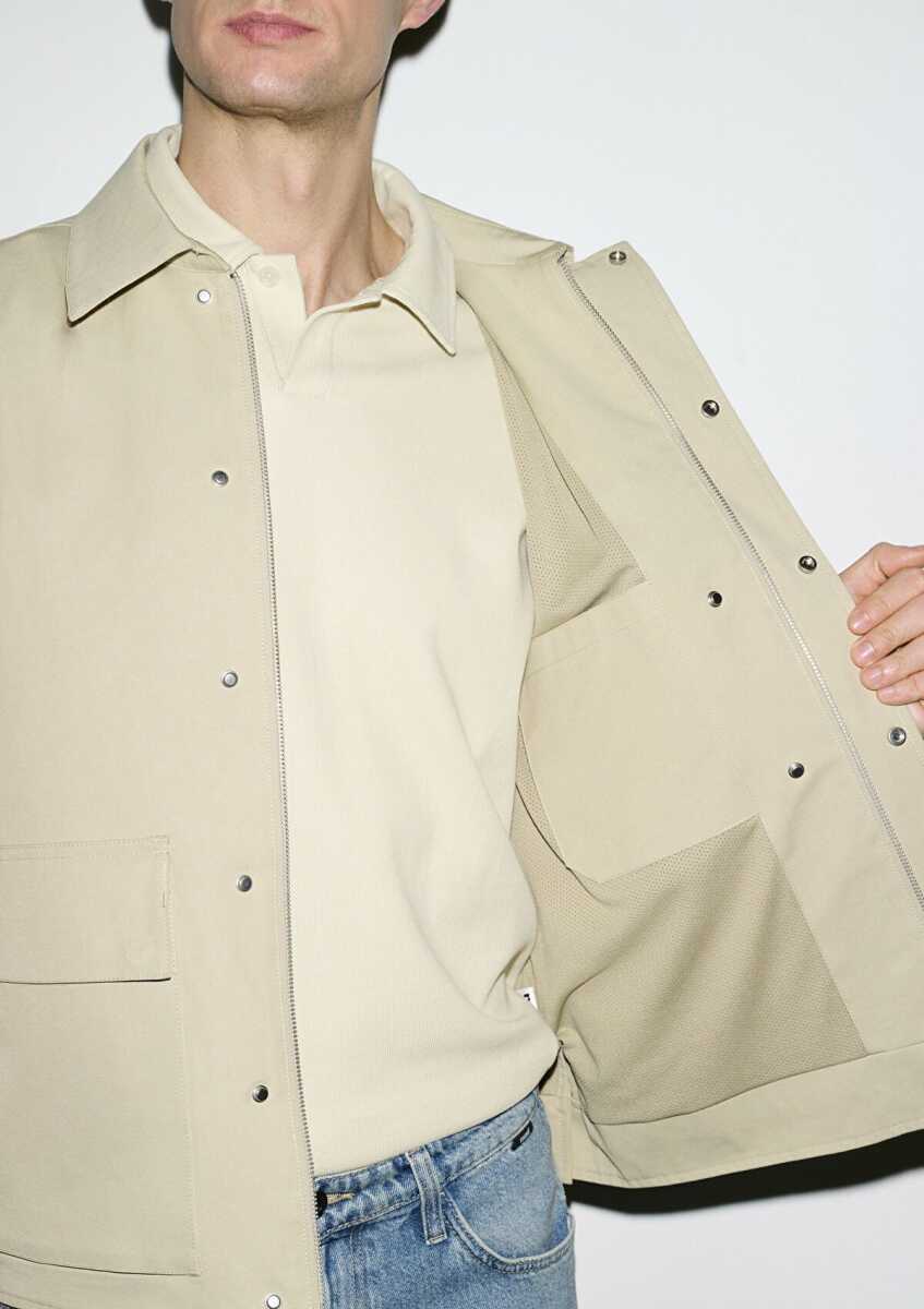 Mavi Cep Detaylı Bej Loose Fit Erkek Ceket 0110777-70186 (1)