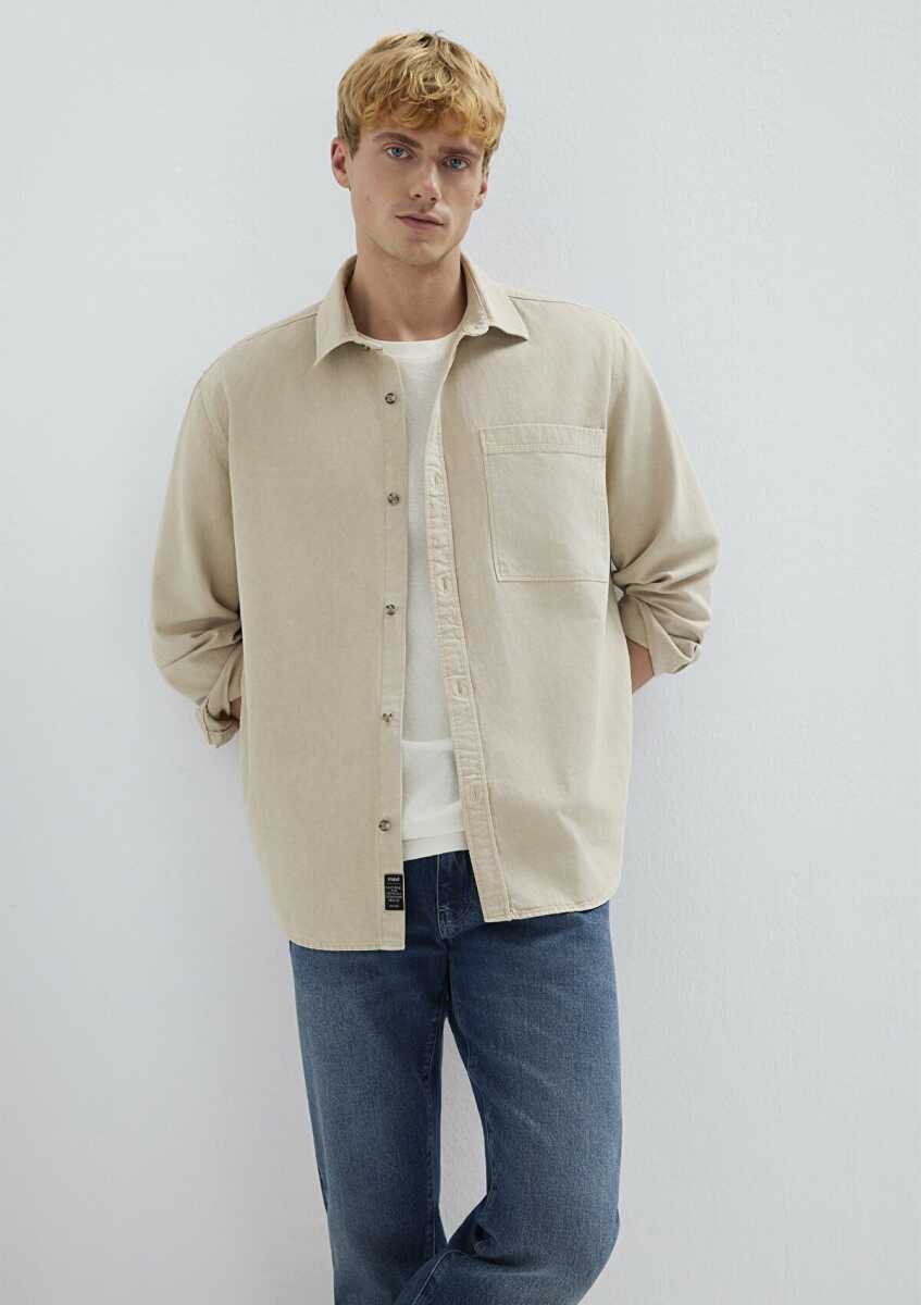 Mavi Cepli Bej Erkek Gömlek 0211827-70004 - Mavi (1)