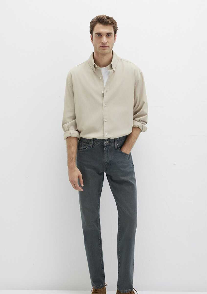 Mavi Cepli Gri Erkek Gömlek 0211751-70154 - Mavi (1)