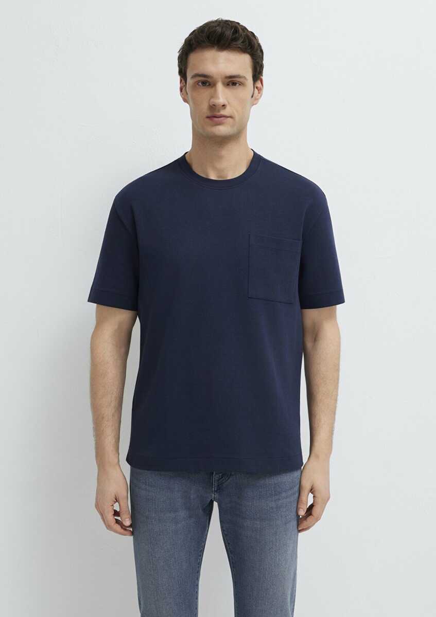 Mavi Cepli Lacivert Basic Loose Fit Erkek Tişört 0613339-86623 - 3