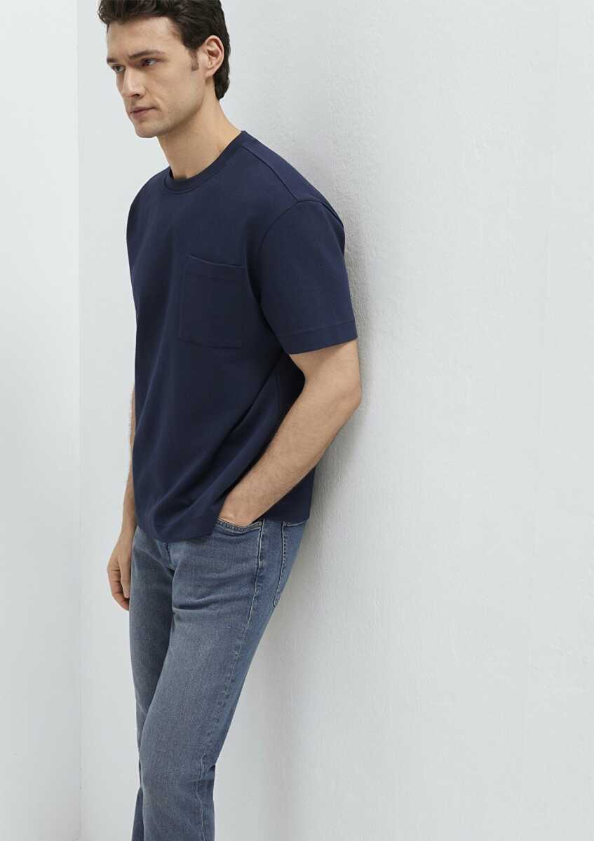 Mavi Cepli Lacivert Basic Loose Fit Erkek Tişört 0613339-86623 - 2