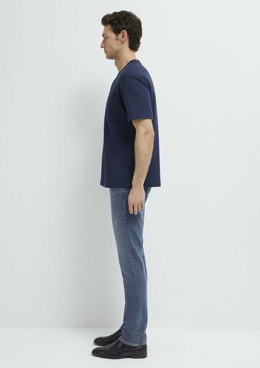Mavi Cepli Lacivert Basic Loose Fit Erkek Tişört 0613339-86623 - 4