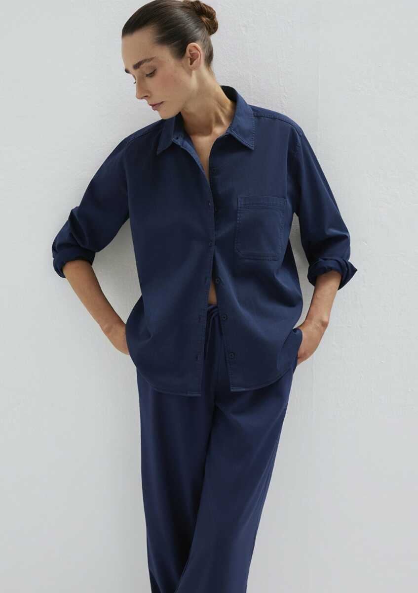Mavi Cepli Lacivert Loose Fit Kadın Gömlek 1211385-70497