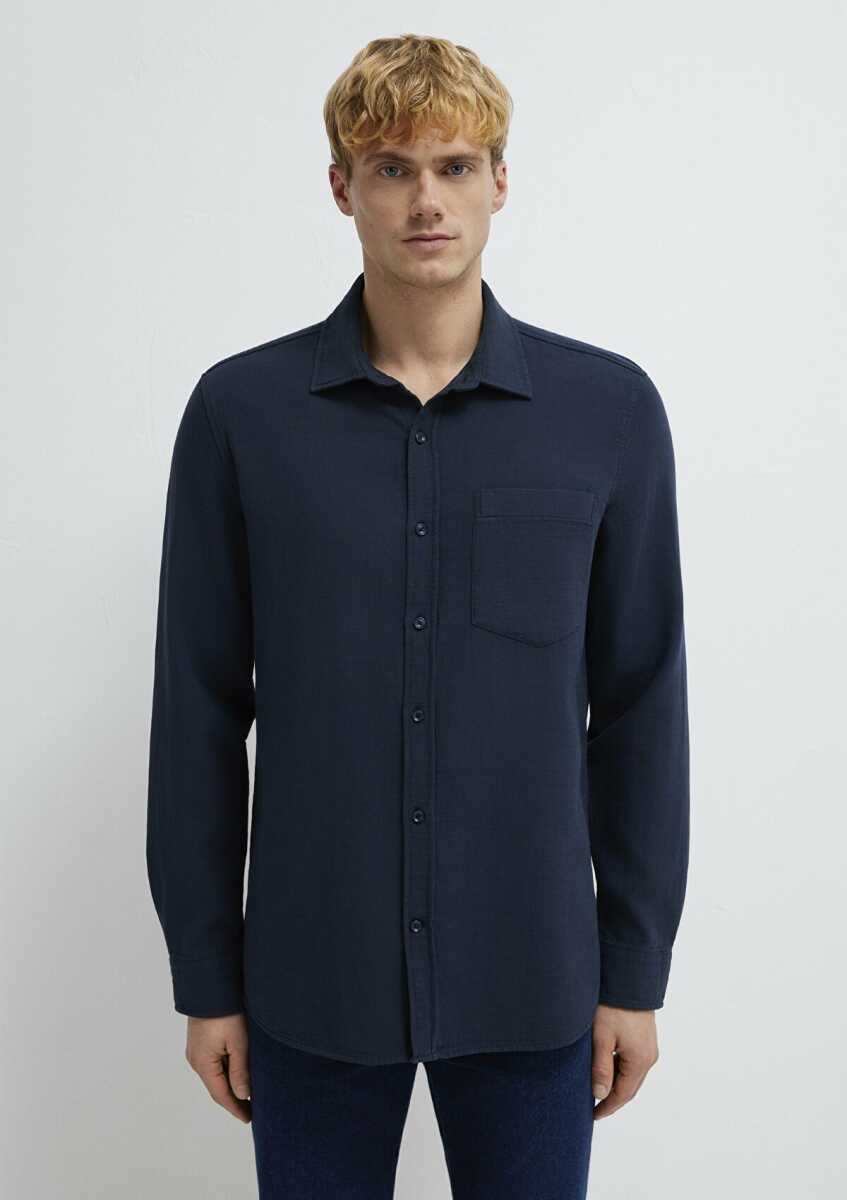 Mavi Cepli Lacivert Regular Fit Erkek Gömlek 0211898-86623 - 4