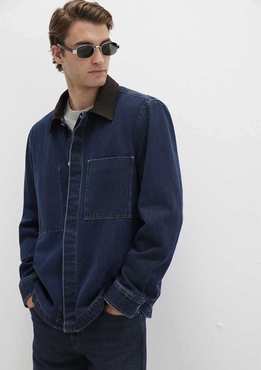 Mavi Cepli Yaka Detaylı Denim Erkek Gömlek 0211753-85481 - 1