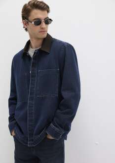 Mavi Cepli Yaka Detaylı Denim Erkek Gömlek 0211753-85481