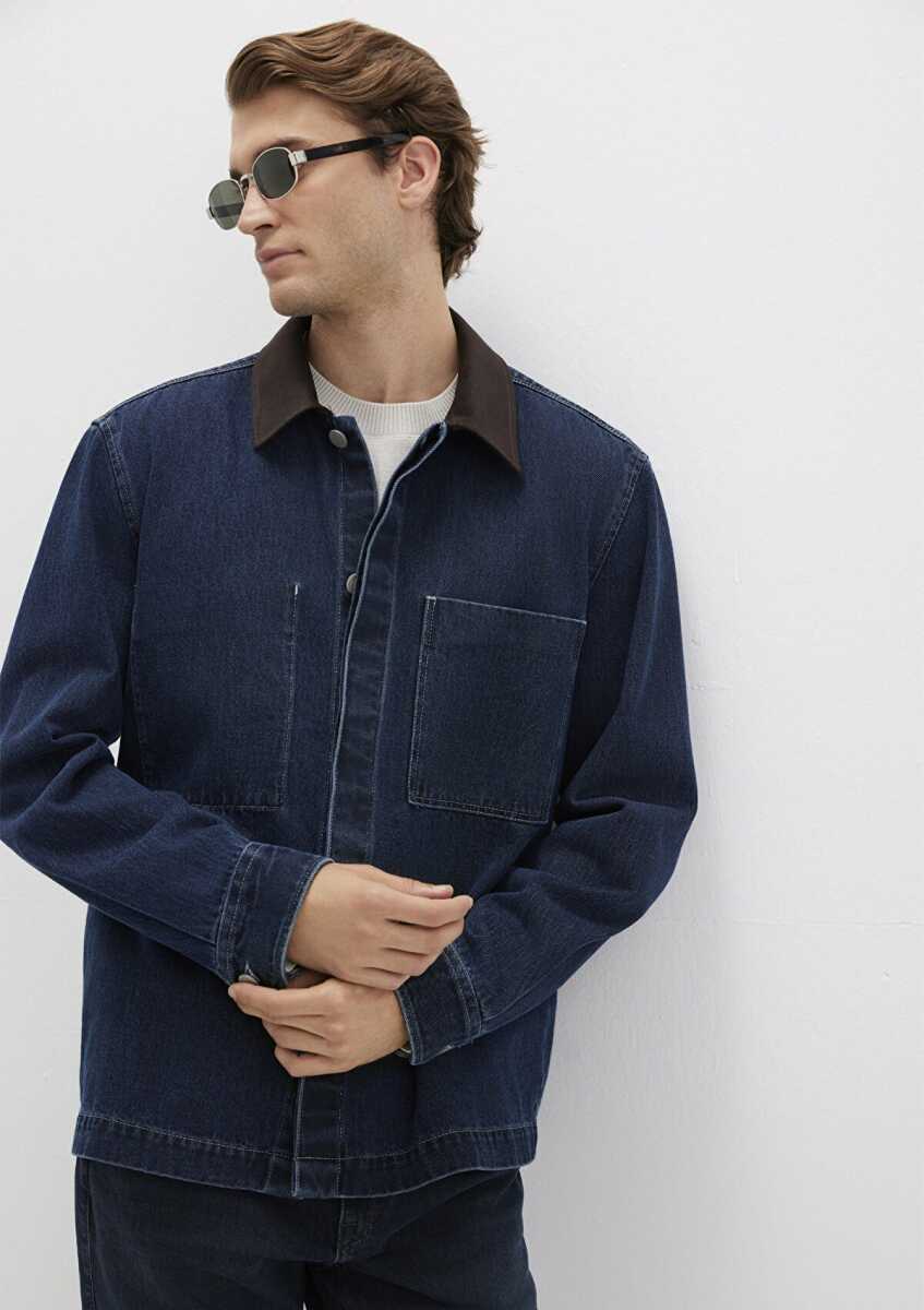 Mavi Cepli Yaka Detaylı Denim Erkek Gömlek 0211753-85481 - 2