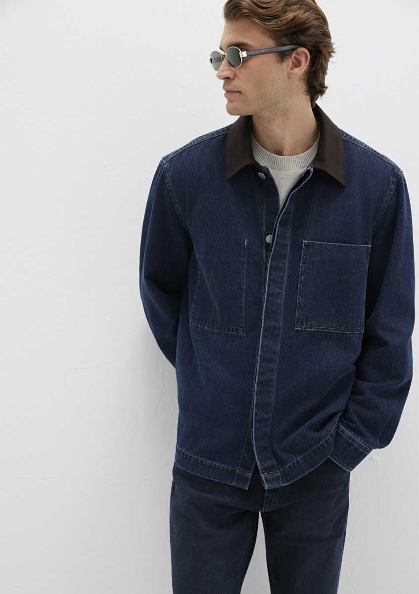 Mavi Cepli Yaka Detaylı Denim Erkek Gömlek 0211753-85481 - 4