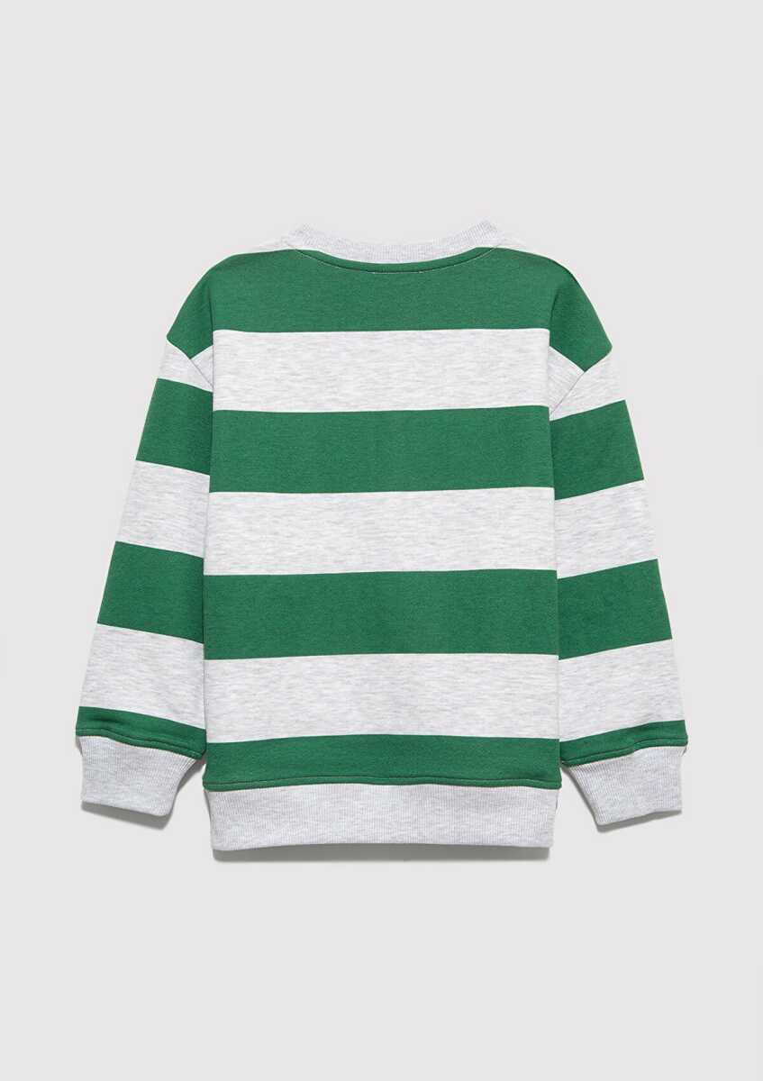 Mavi Çizgili Baskılı Yeşil Loose Fit Çocuk Sweatshirt 6S10170-71697 - 3