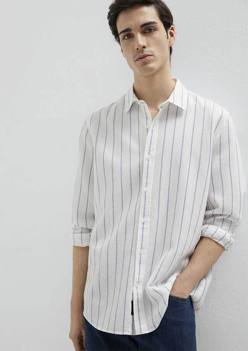Mavi Çizgili Erkek Gömlek 0211384-86702 (1)