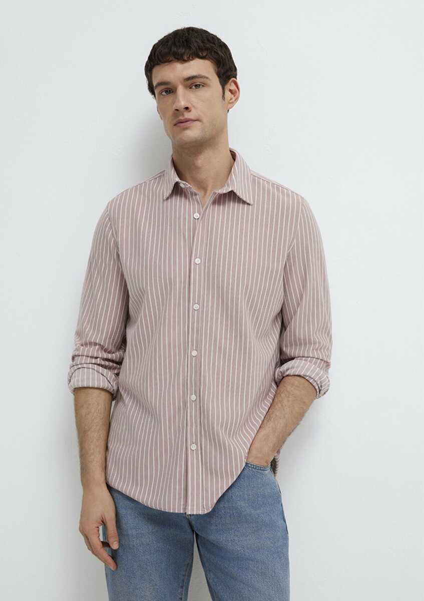 Mavi Çizgili Erkek Gömlek 0211404-91578 - Mavi