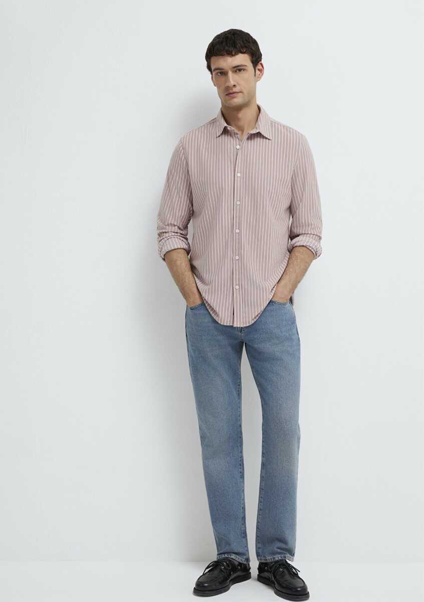 Mavi Çizgili Erkek Gömlek 0211404-91578 - Mavi (1)