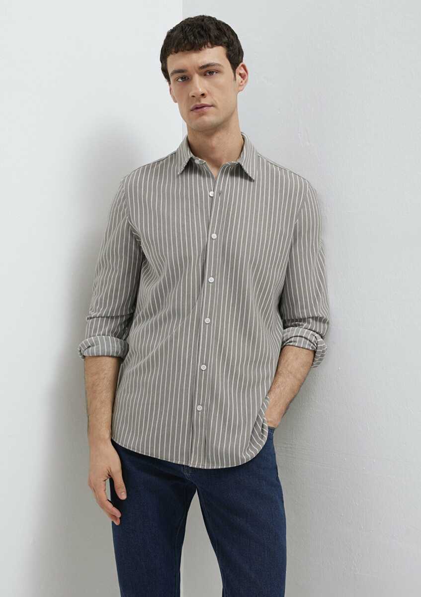 Mavi Çizgili Erkek Gömlek 0211404-91582 - Mavi