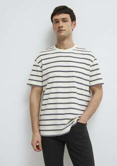 Mavi Çizgili Erkek Tişört 0613138-70057 