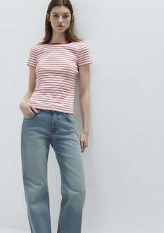 Mavi Çizgili Kadın Tişört 1613928-89387 