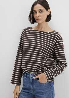 Mavi Çizgili Kahverengi Kadın Sweat 1613597-91190