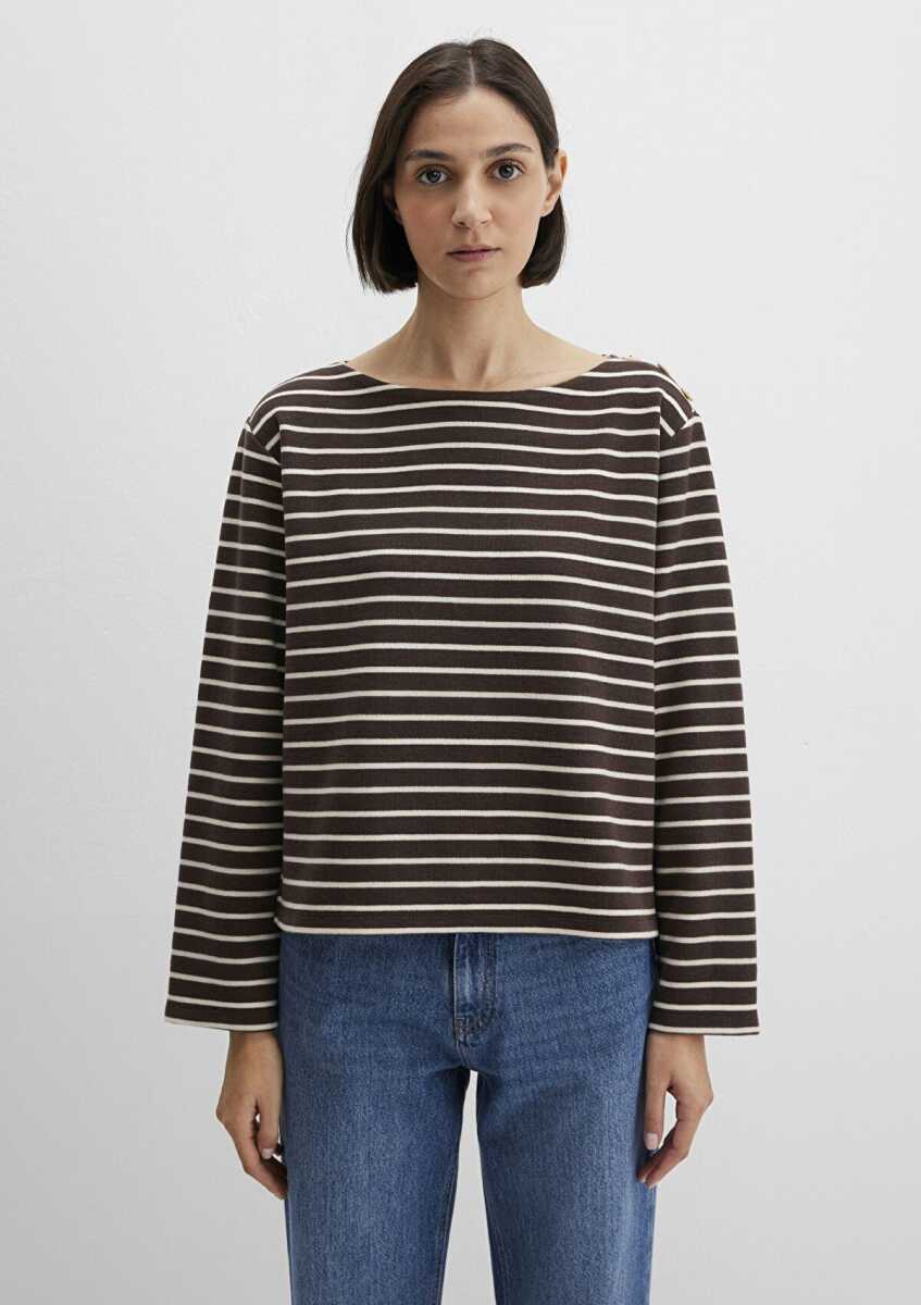 Mavi Çizgili Kahverengi Kadın Sweat 1613597-91190 - 4