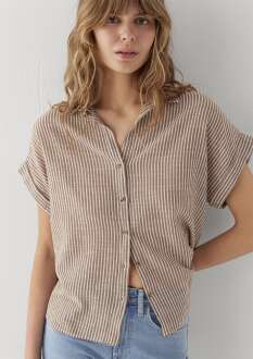 Mavi Çizgili Loose Fit Kadın Gömlek 1210445-85431
