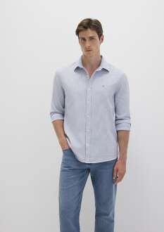 Mavi Çizgili Mavi Erkek Gömlek 0211653-90862 