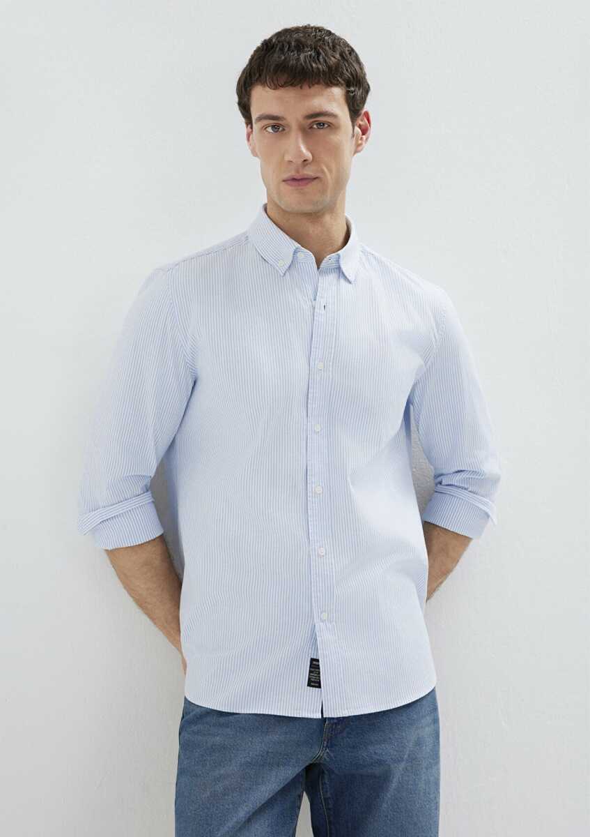 Mavi Çizgili Mavi Erkek Gömlek 0211916-91471