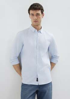 Mavi Çizgili Mavi Erkek Gömlek 0211916-91471 