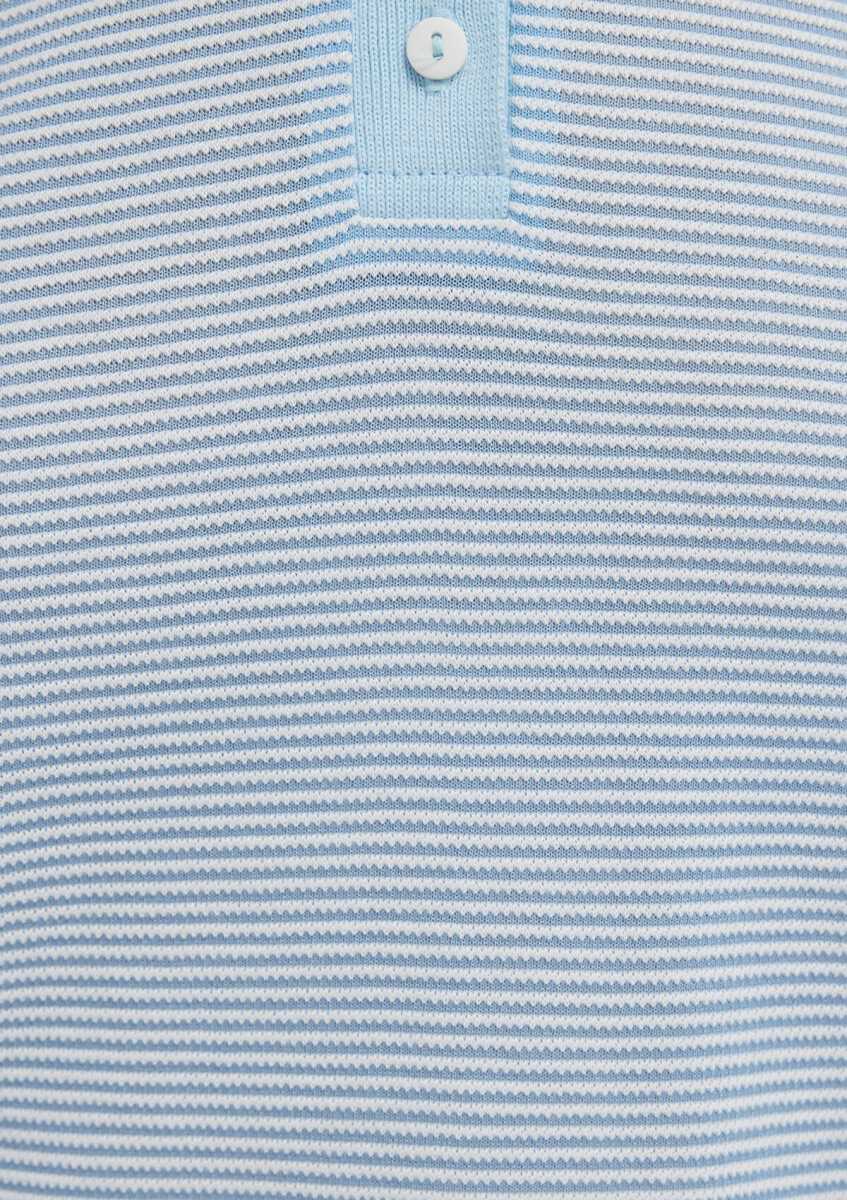 Mavi Çizgili Mavi Kadın Polo Tişört 1614310-91728 - 7