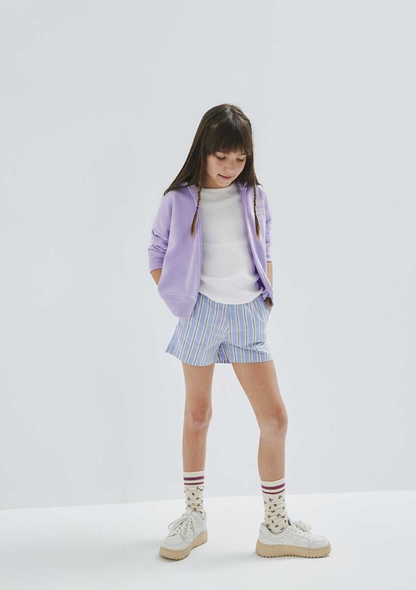 Mavi Çizgili Mavi Loose Fit Çocuk Şort 7410019-89860