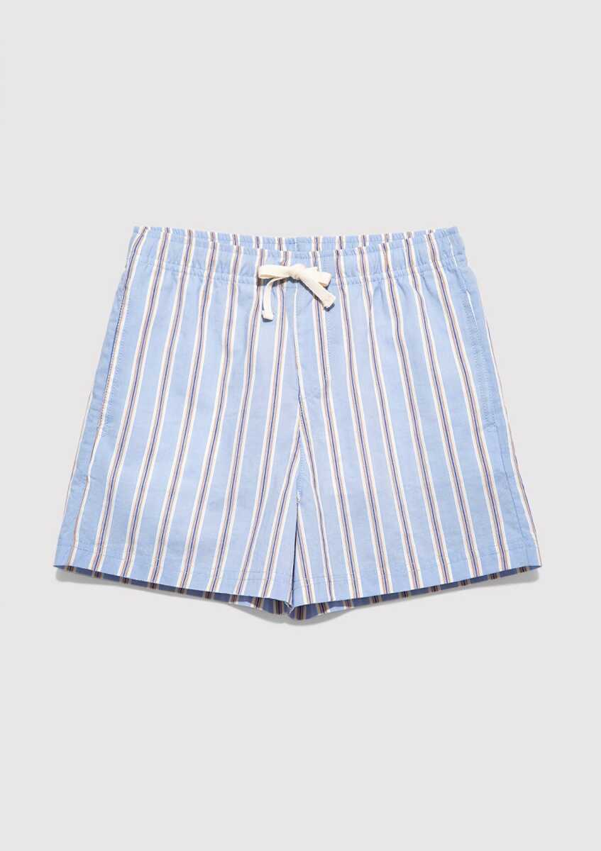 Mavi Çizgili Mavi Loose Fit Çocuk Şort 7410019-89860 - 3